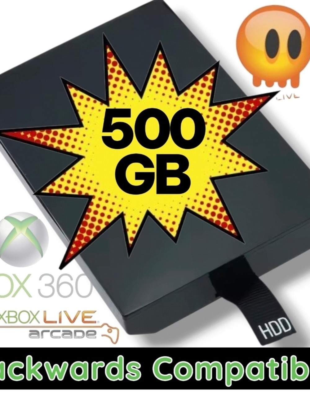 Xbox 360 Slim 500GB Hard Drive Series S/E HDD w/ OG Xbox Backward Compatibility